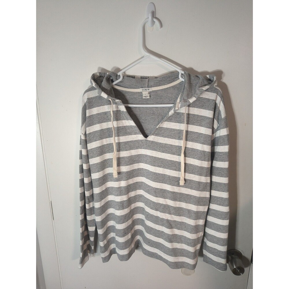 Vintage J Crew Womens S Striped French Terry Baja Hoodie Pullover Made In USA